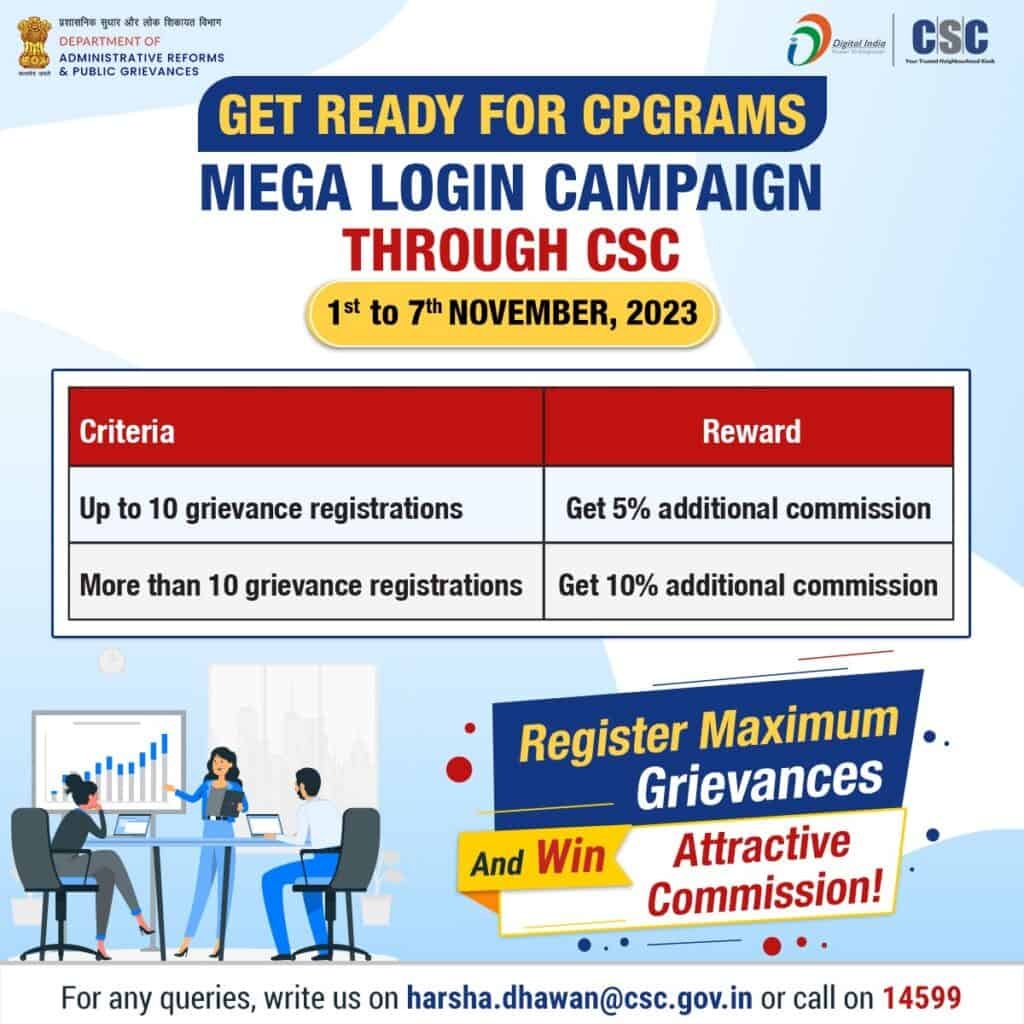 CPGRAMS Mega Login Campaign through CSC